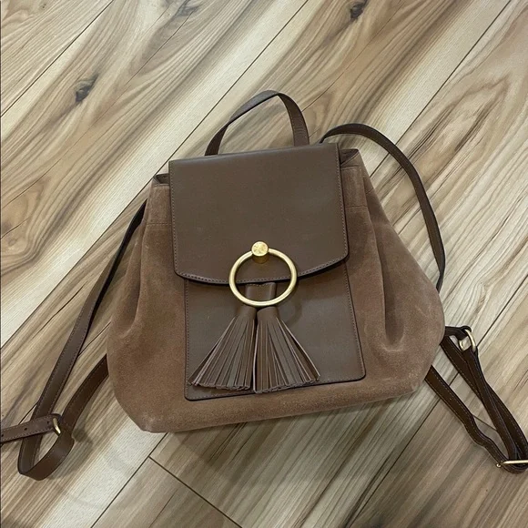 Tory Burch Bags Tory Burch Farrah Brown Suede Backpack Poshmark